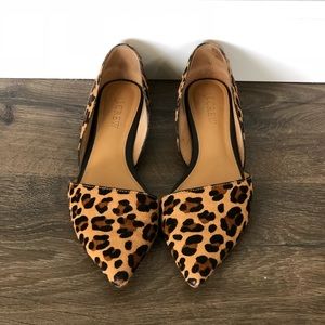 J. Crew Leopard Print Pointed Toe Flats - Tan and Black